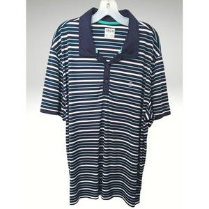 Izod Golf Mens Blue White Stripes Polo Shirt XXL Polyester